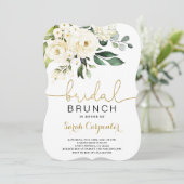 Witte florale Vrijgezellenfeest Brunch uitnodiging (Staand voorkant)