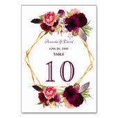 Witte floras geometrische bruine bruiloft kaart (Voorkant)