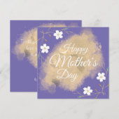 Witte florelegant paars moederdag feestdagenkaart (Voorkant / Achterkant)