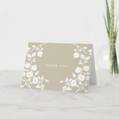 Witte Folk Bloemen Beige Bedankt Custom Kaart (Voorkant)