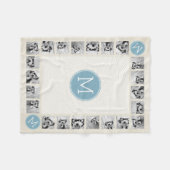 Witte fonogrammen van Pastel Blue en Linen Chevron Fleece Deken (Voorkant (Horizontaal))