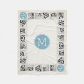 Witte fonogrammen van Pastel Blue en Linen Chevron Fleece Deken (Voorkant)