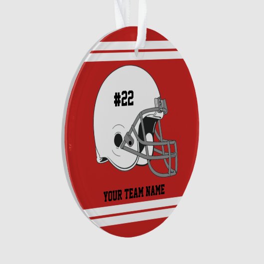 Witte Footballs helm | rode trui Ornament (voorkant)