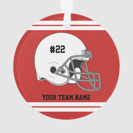 Witte Footballs helm | rode trui Ornament (achterkant)