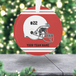 Witte Footballs helm   rode trui Ornament