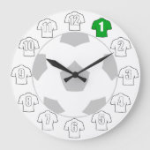 Witte Footballs Shirten als Clock Numbers Grote Klok (Voorkant)