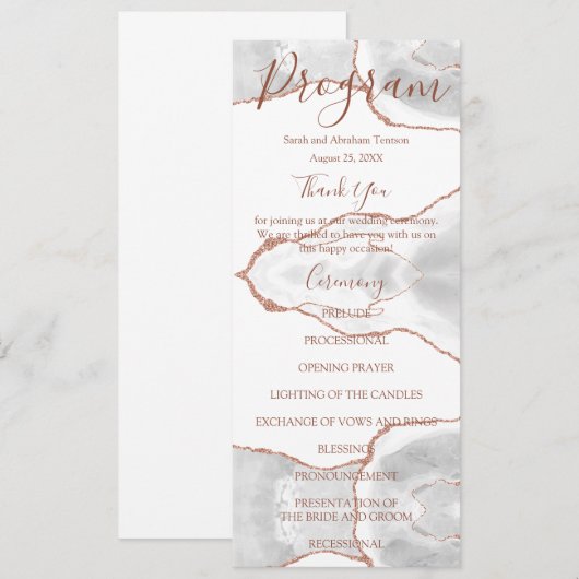 Witte formele minimalistische luxe trouwprogramma' menu (Voorkant / Achterkant)