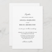 Witte formele trouwuitnodiging kaart (Voorkant / Achterkant)