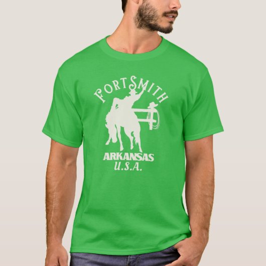 Witte Fort Smith Arkansas Rodeo Ruiter T-shirt (Voorkant)