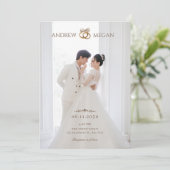 Witte foto bruiloft uitnodiging (Staand voorkant)