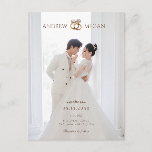 Witte foto bruiloft uitnodiging (Voorkant)