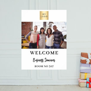 Witte foto business logo seminar welkom poster
