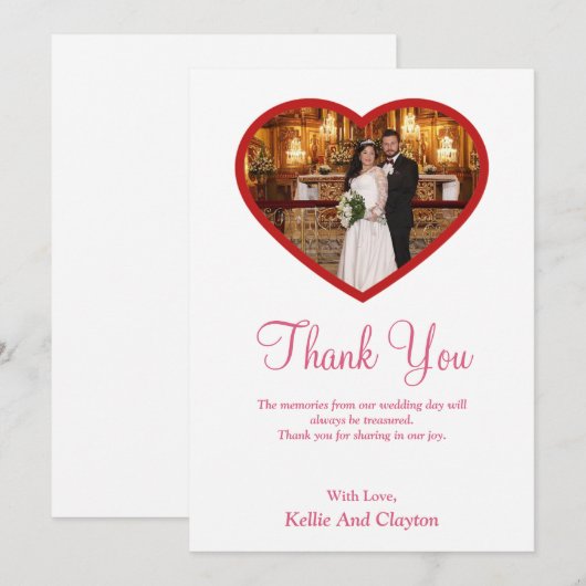 Witte foto in een hart Hartelijk dank Bedankkaart (Voorkant / Achterkant)