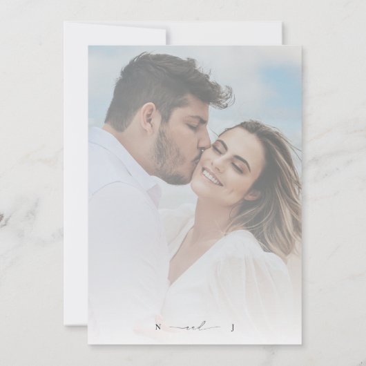 Witte foto overlay 2 vervaagde Afbeeldingen bruilo Kaart (Achterkant)