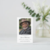 Witte Foto Sympathy Funeral Memorial Kaart Visitekaartje (Staand voorkant)