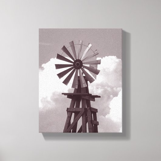 Witte foto van windmollen zwart canvas afdruk (Voorkant)