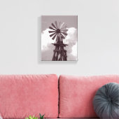 Witte foto van windmollen zwart canvas afdruk (Insitu (Woonkamer))