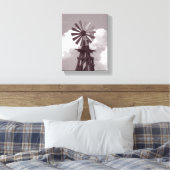Witte foto van windmollen zwart canvas afdruk (Insitu (Slaapkamer))