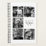 Witte Fotocollage en Monogram Planner<br><div class="desc">Prachtig gepersonaliseerd foto collage ontwerp.</div>
