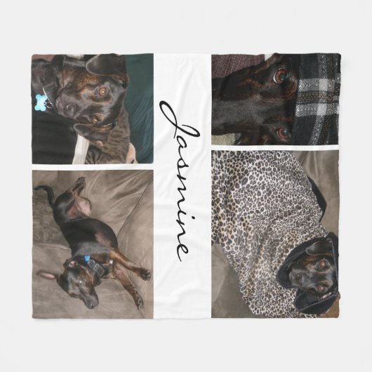 Witte fotocollage | Fleece Hondendeken (Voorkant (Horizontaal))