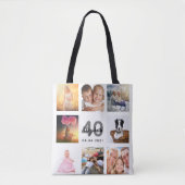 Witte fotocollage voor 40e verjaardag tote bag (Voorkant)