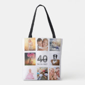 Witte fotocollage voor 40e verjaardag tote bag (Achterkant)