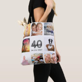 Witte fotocollage voor 40e verjaardag tote bag (Dichtbij)