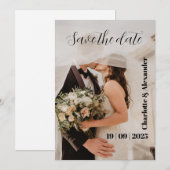 Witte Fotografische Save the Date Virtuele Uitnodi Feestdagenkaart (Voorkant / Achterkant)