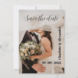 Witte Fotografische Save the Date Virtuele Uitnodi Feestdagenkaart