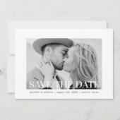 Witte fotokader Save The Date in simpele stijl Kaart (Voorkant)