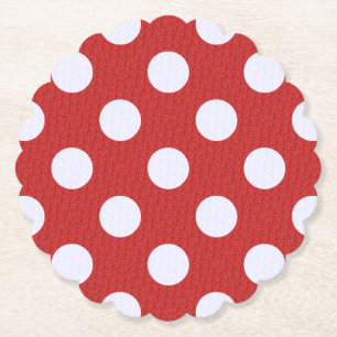 Witte fractale polka stippen Rode fractale achterg Kartonnen Onderzetters