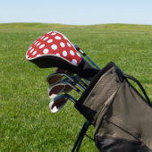 Witte fractale polka stippen Rood fractale achterg Golfheadcover (Insitu)