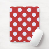 Witte fractale polka stippen Rood fractale achterg Muismat (Met muis)