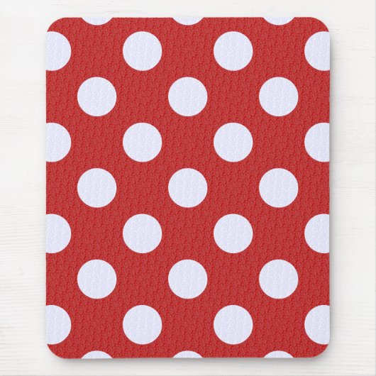 Witte fractale polka stippen Rood fractale achterg Muismat (Voorkant)