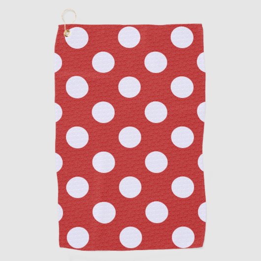 Witte fractals polka stippen rode fractals achterg golfhanddoek (Voorkant)
