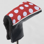 Witte fractals polka stippen rode fractals achterg golfheadcover (3/4 voorkant)