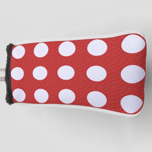 Witte fractals polka stippen rode fractals achterg golfheadcover (Voorkant)