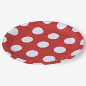Witte fractals polka stippen rode fractals achterg papieren bordje (Gekanteld)