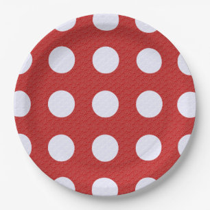 Witte fractals polka stippen rode fractals achterg papieren bordje