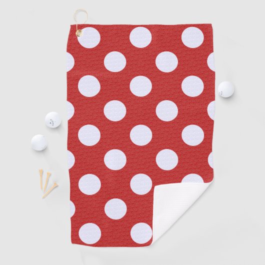 Witte fractals polka stippen Rood fractals achterg Golfhanddoek (Insitu)