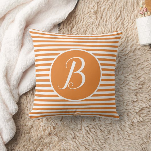 Witte frame monogram letter strepen kussen (Deken)