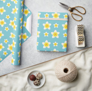Witte Frangipani Bloemen Patroon Cadeaupapier