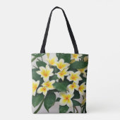 Witte Frangipani Bloemen Tote Bag (Achterkant)