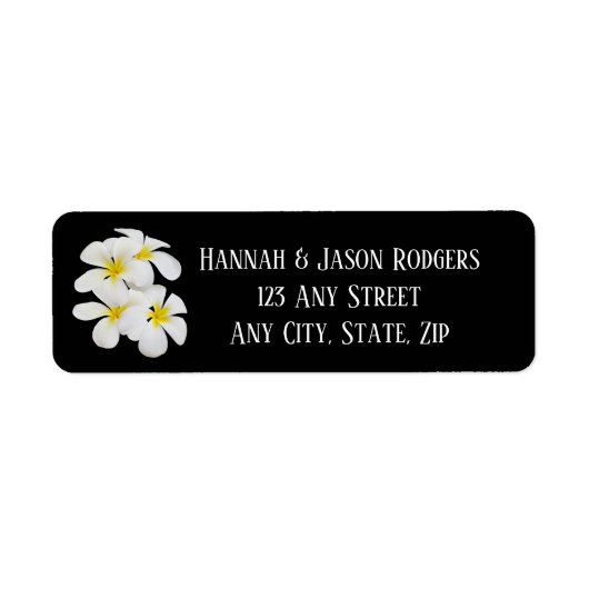 Witte Frangipani Bloemen, Tropisch, Bruiloft Bloem Etiket (Voorkant)