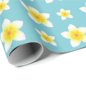 Witte Frangipani Bloemenpatroon Cadeaupapier (Rol Hoek)