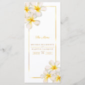Witte frangipani tropische bruiloft menu (Voorkant)