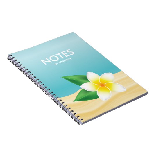 Witte Frangipani-ventilator met titel Notitieboek (Rechterzijde)