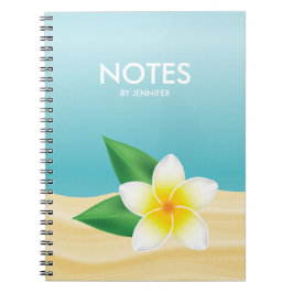 Witte Frangipani-ventilator met  titel Notitieboek