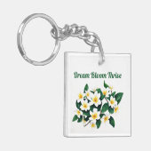 Witte Frangipani Waterverf Bloem Sleutelhanger (Voorkant Links)