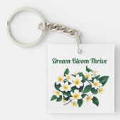 Witte Frangipani Waterverf Bloem Sleutelhanger (Voorkant)